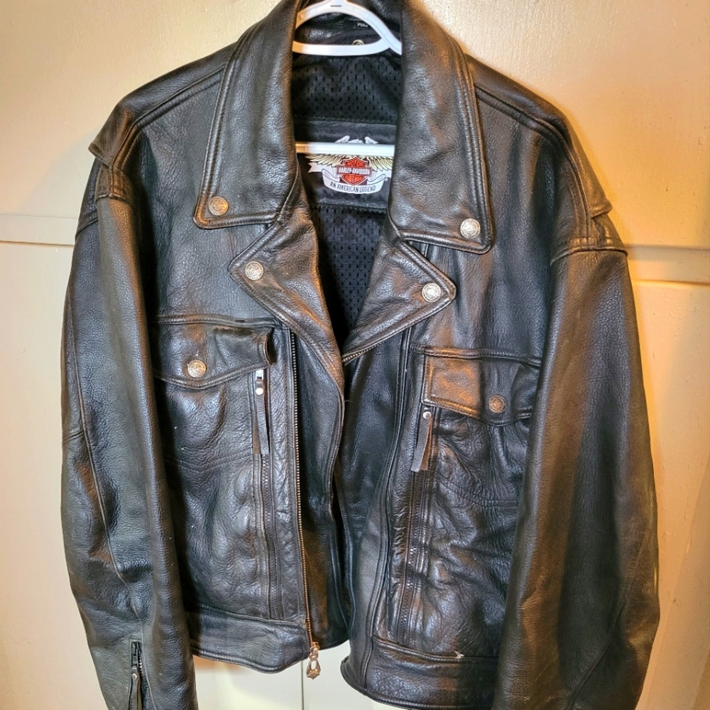 HD men's leather motorcycle jacket